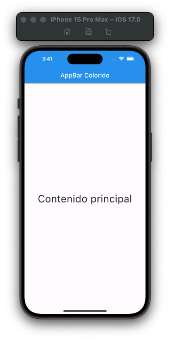 Ejempo 3 de un appbar con un color personalizado en Material 3